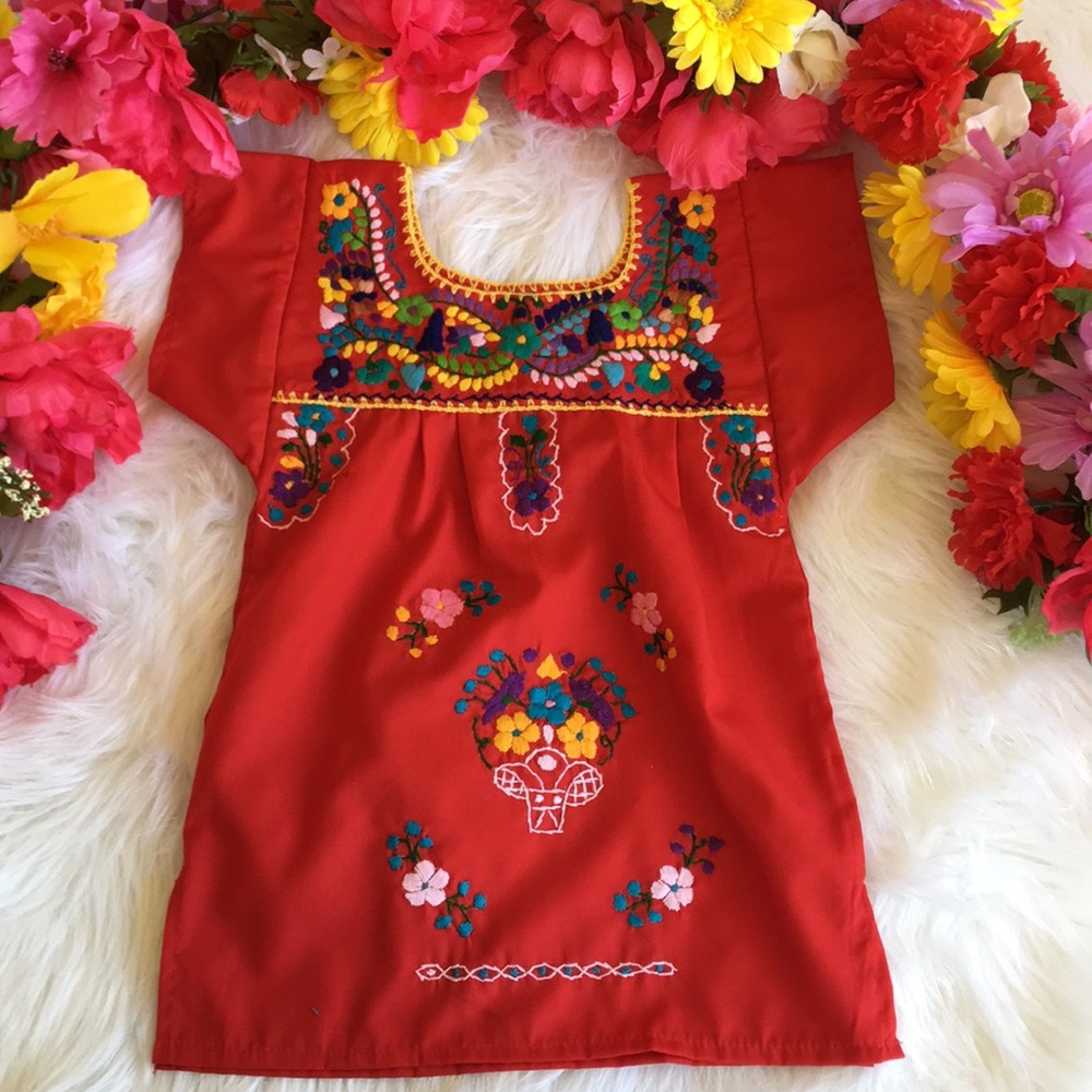 Size 1 year old baby girl dress hand embroidered